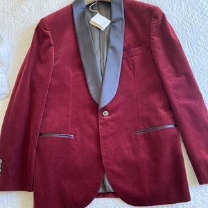 Brunello  Cucinelli Men’s Tuxedo Blazer Size 50 Red Velvet